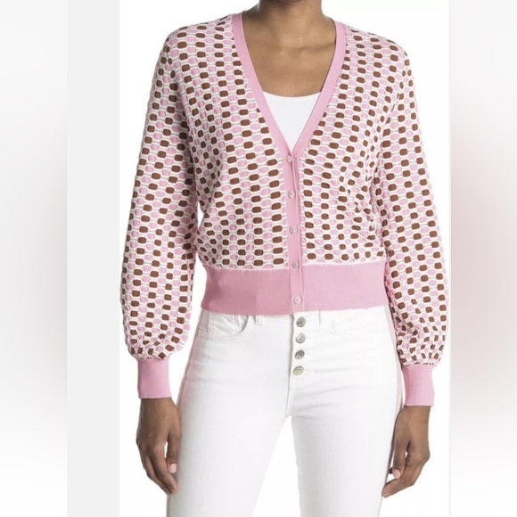 Veronica Beard Pink and White Cardigan